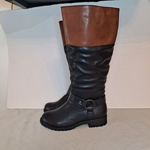 Nature Breeze Riding Boots Women's Size 7 Black Brown Faux Leather - Picture 2 of 11